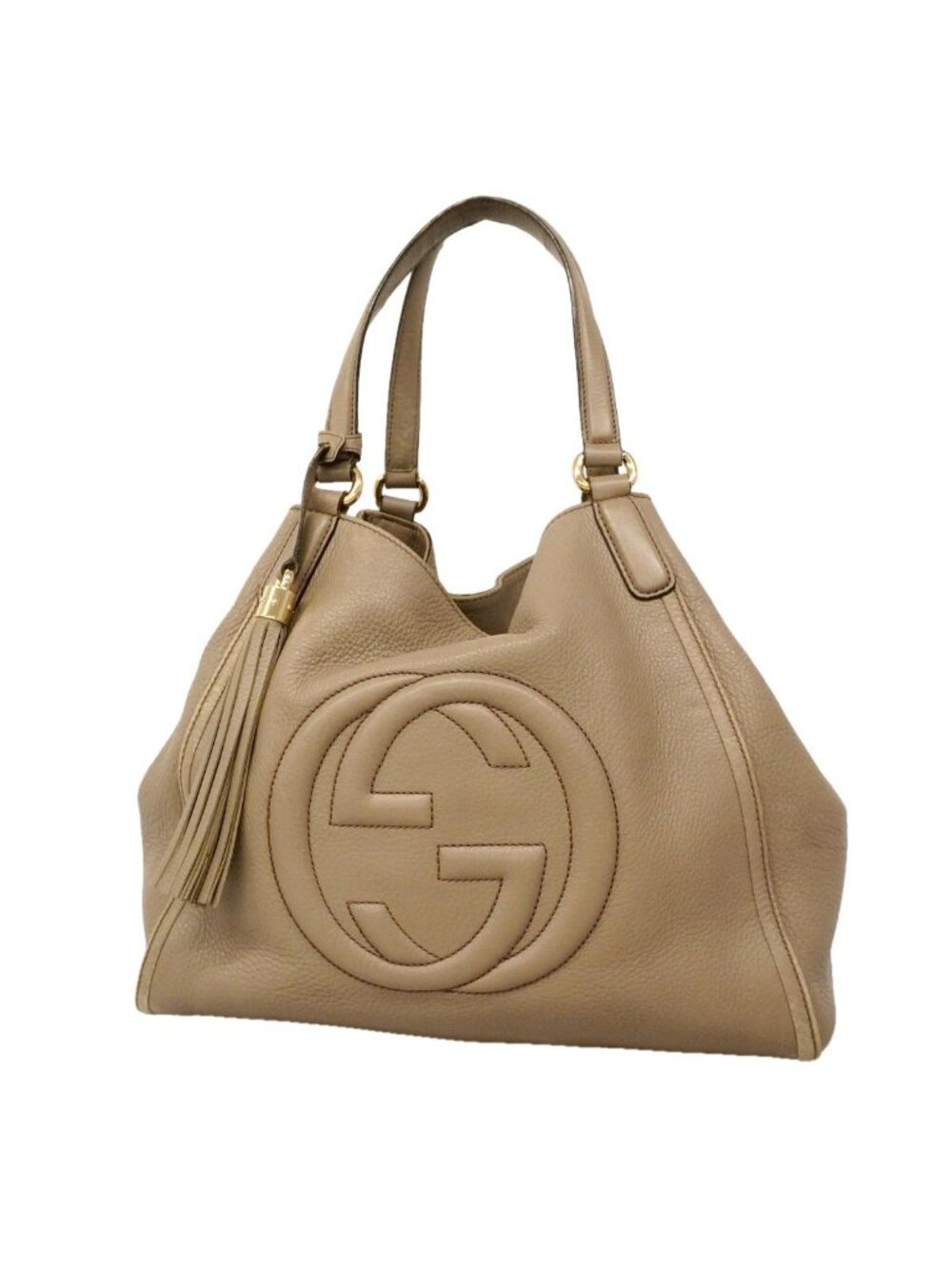 Gucci Tote Bag Soho Leather Greige Champagne Gold